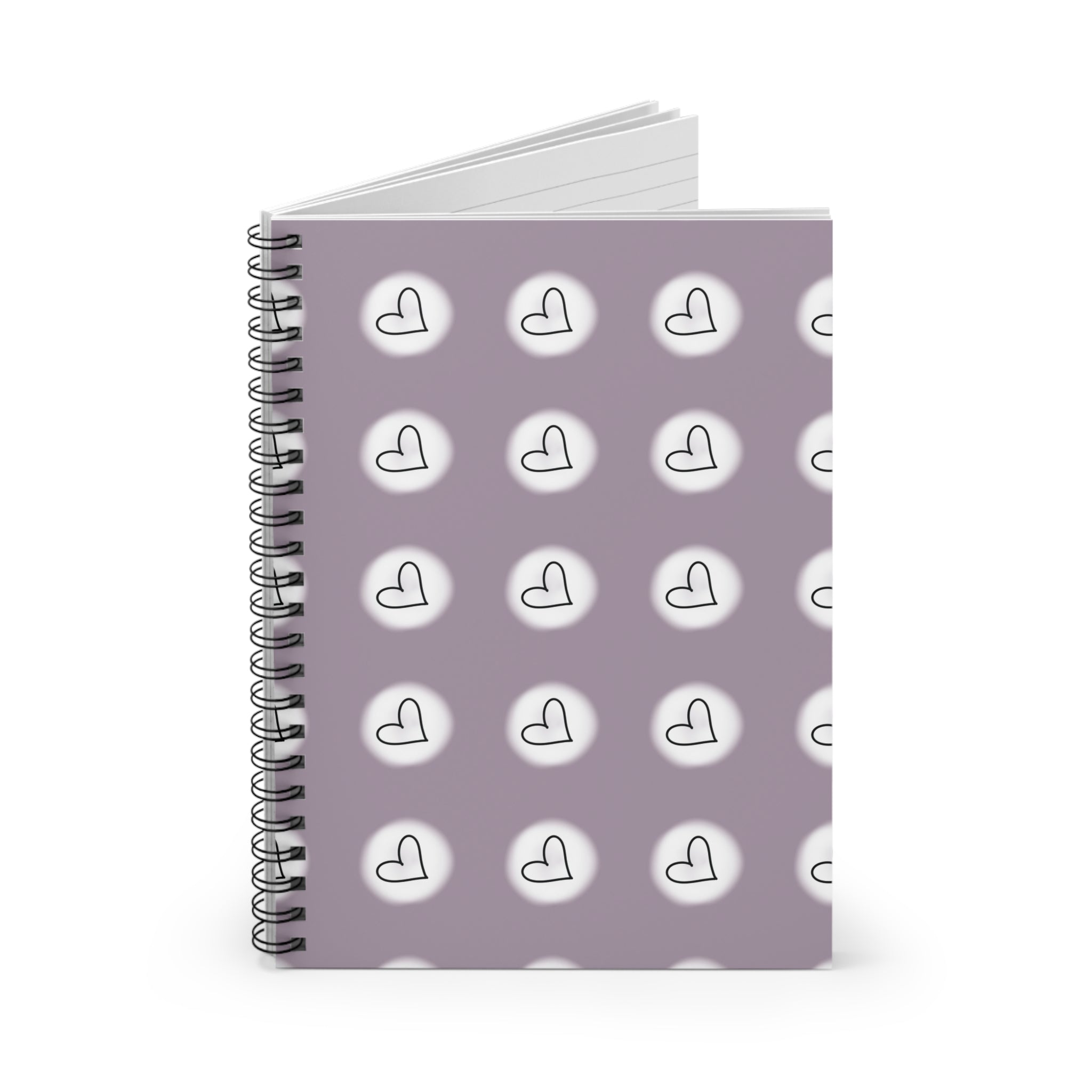 Hand Drawn Hearts Pattern Spiral Notebook | Ruled Journal