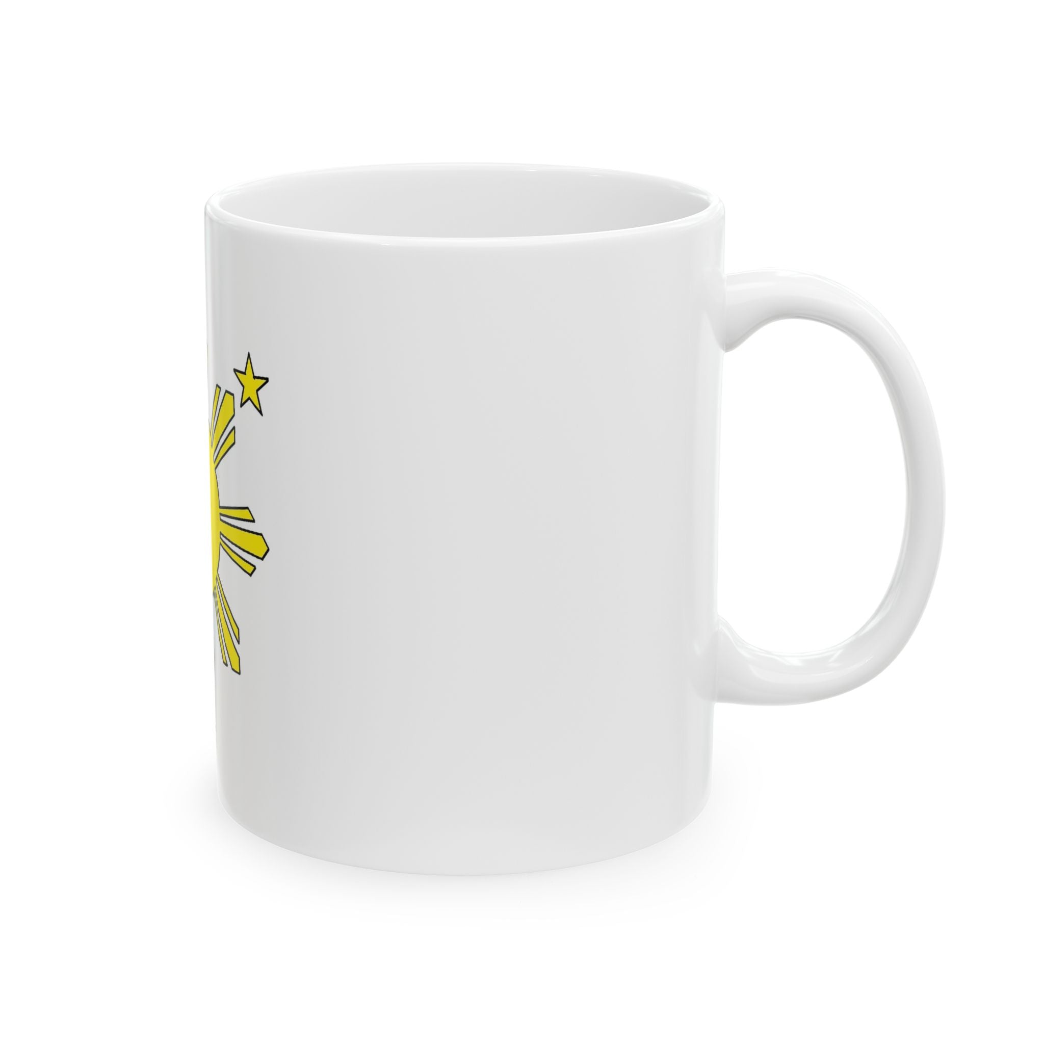Philippine Sun Flag Ceramic Mug – Yellow Sun & Stars Coffee Cup (11oz, 15oz)