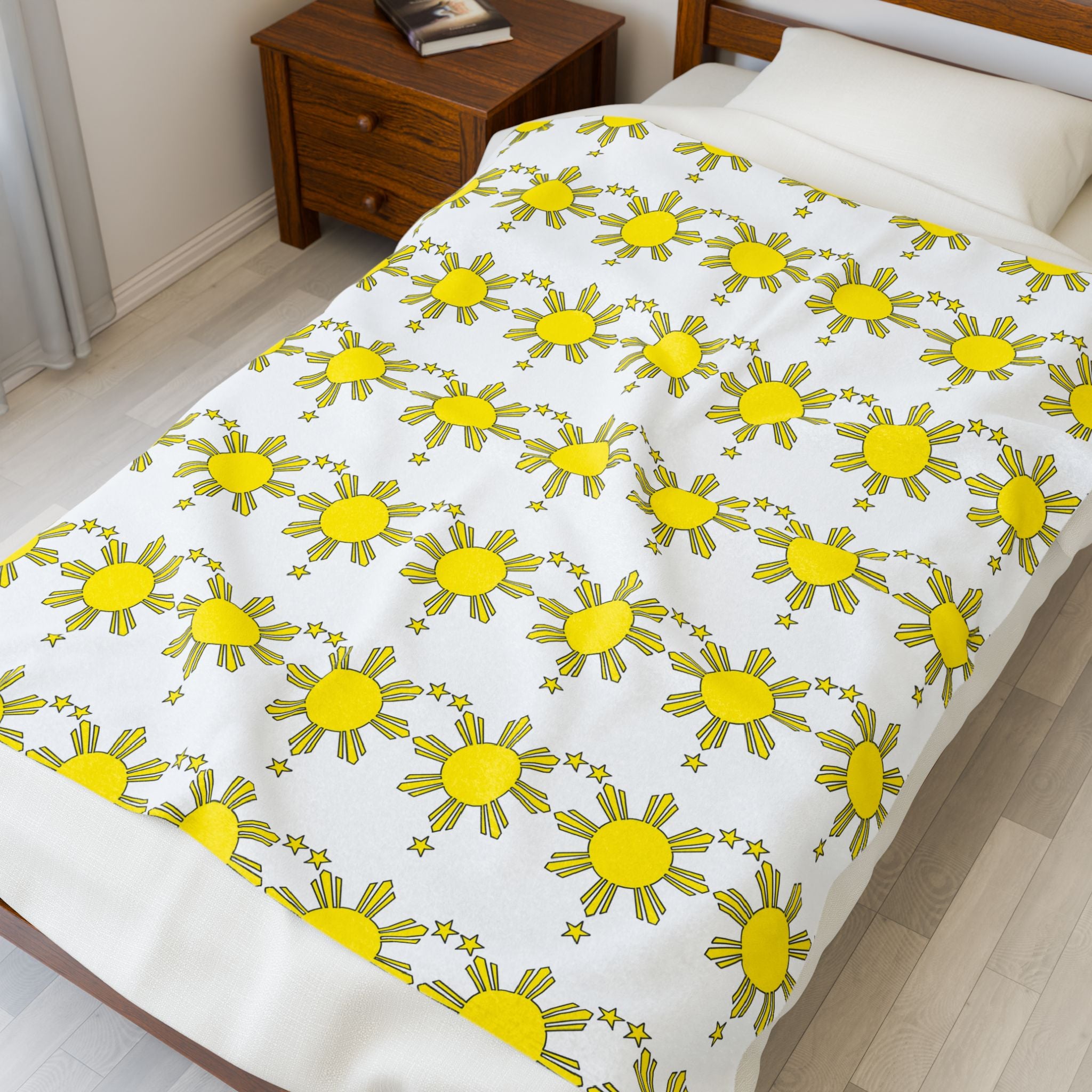 Sunny Daisies Velveteen Plush Blanket – Cheerful Yellow Floral Throw