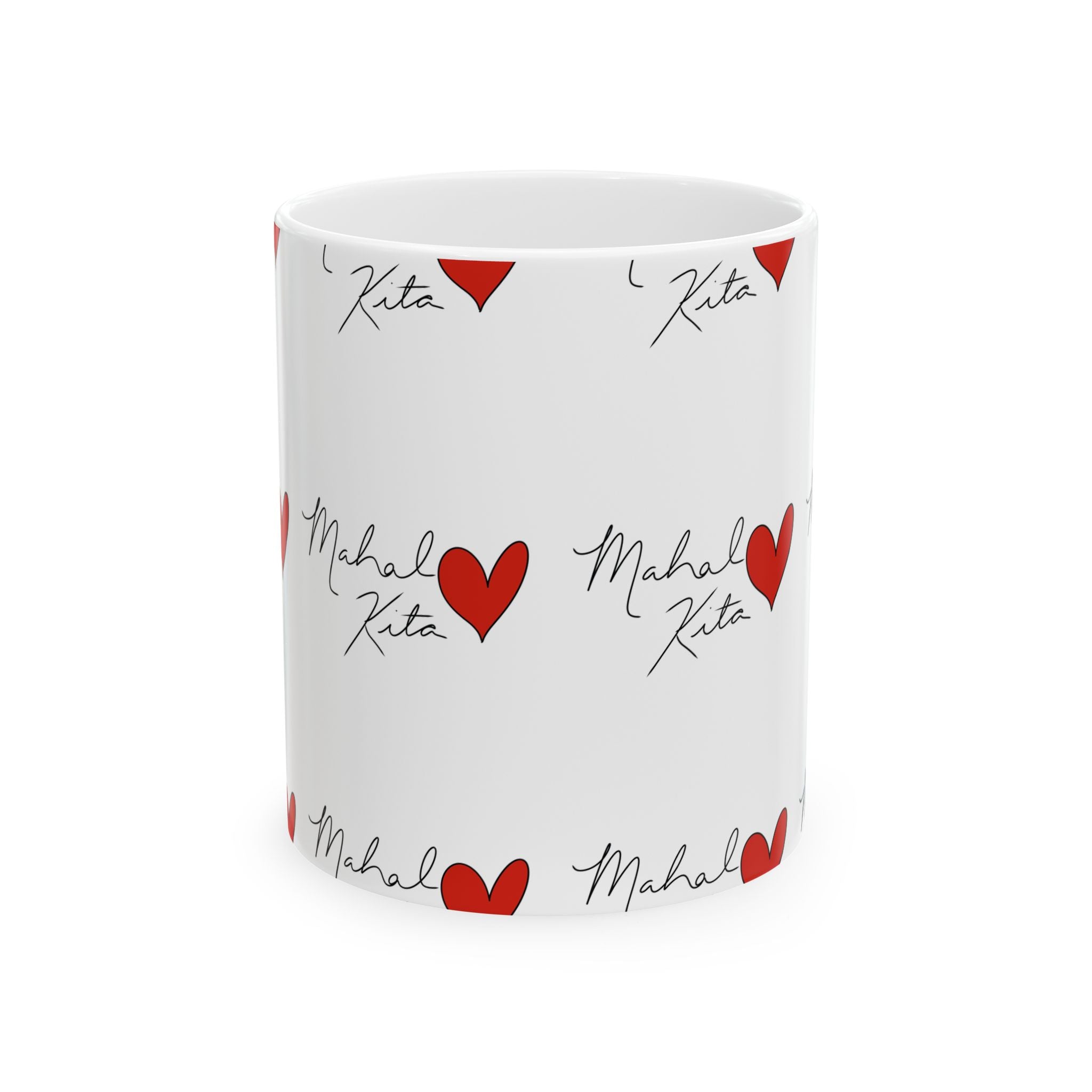 Mahal Kita Heart Pattern Mug | Filipino Love Script Ceramic Mug