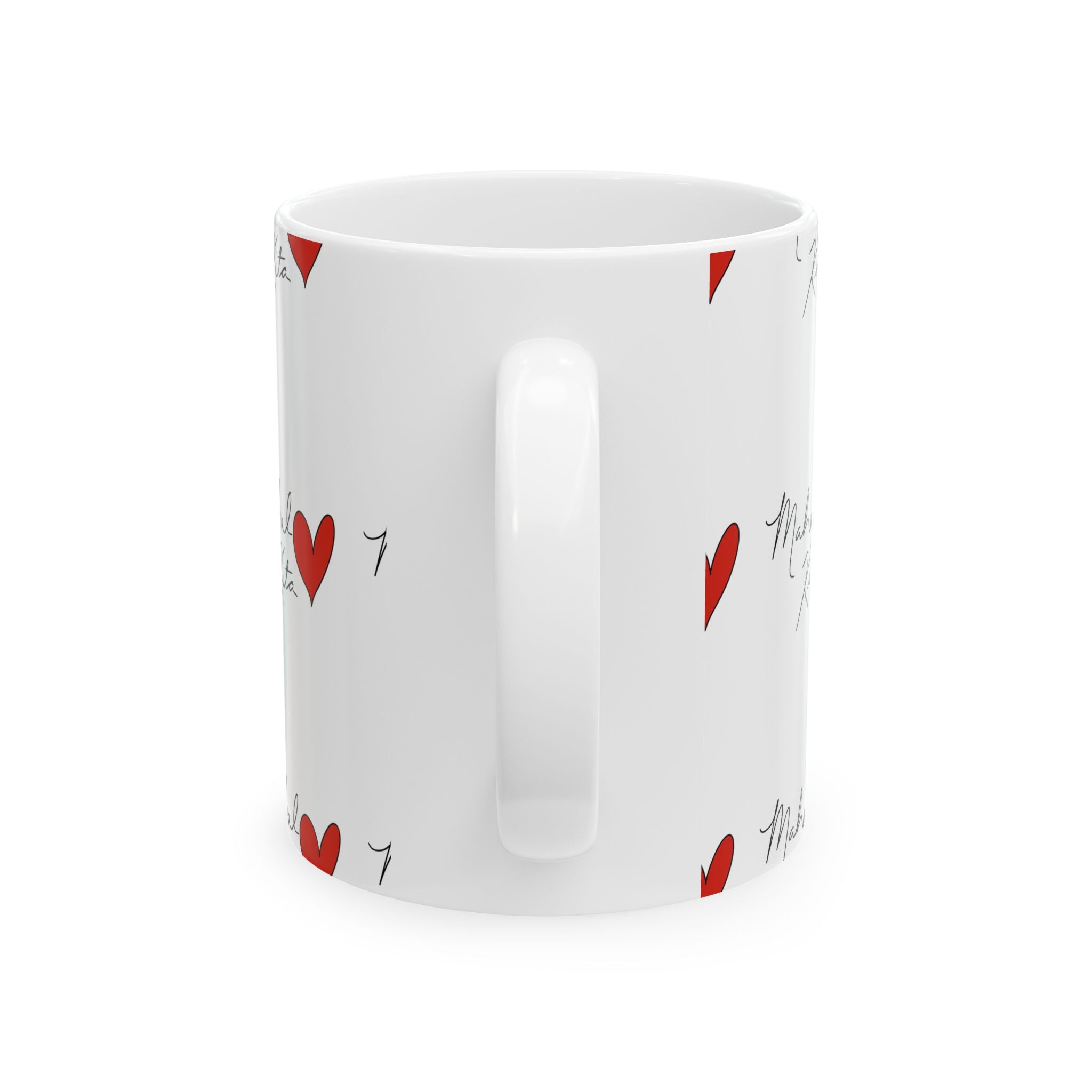 Mahal Kita Heart Pattern Mug | Filipino Love Script Ceramic Mug