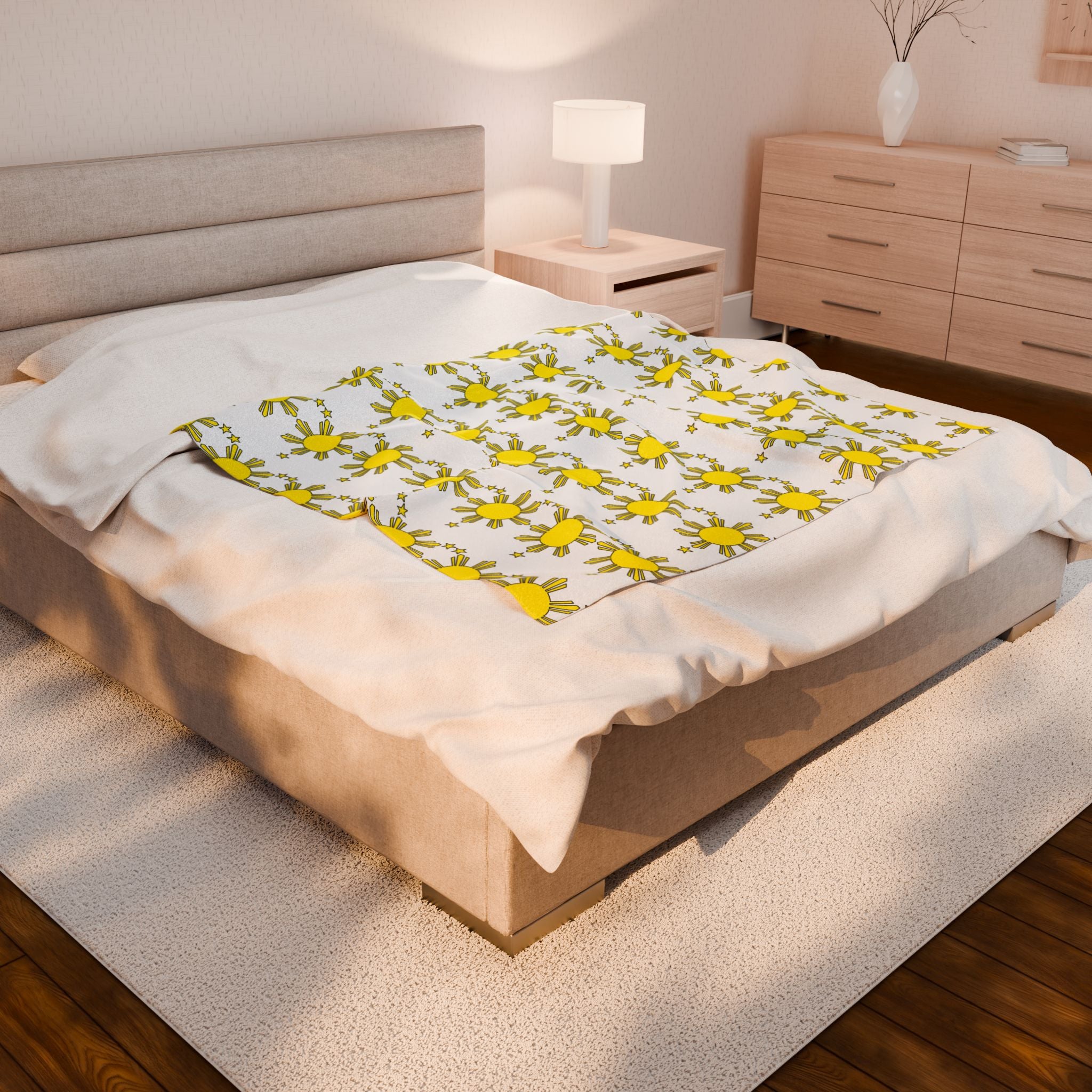 Sunny Daisies Velveteen Plush Blanket – Cheerful Yellow Floral Throw