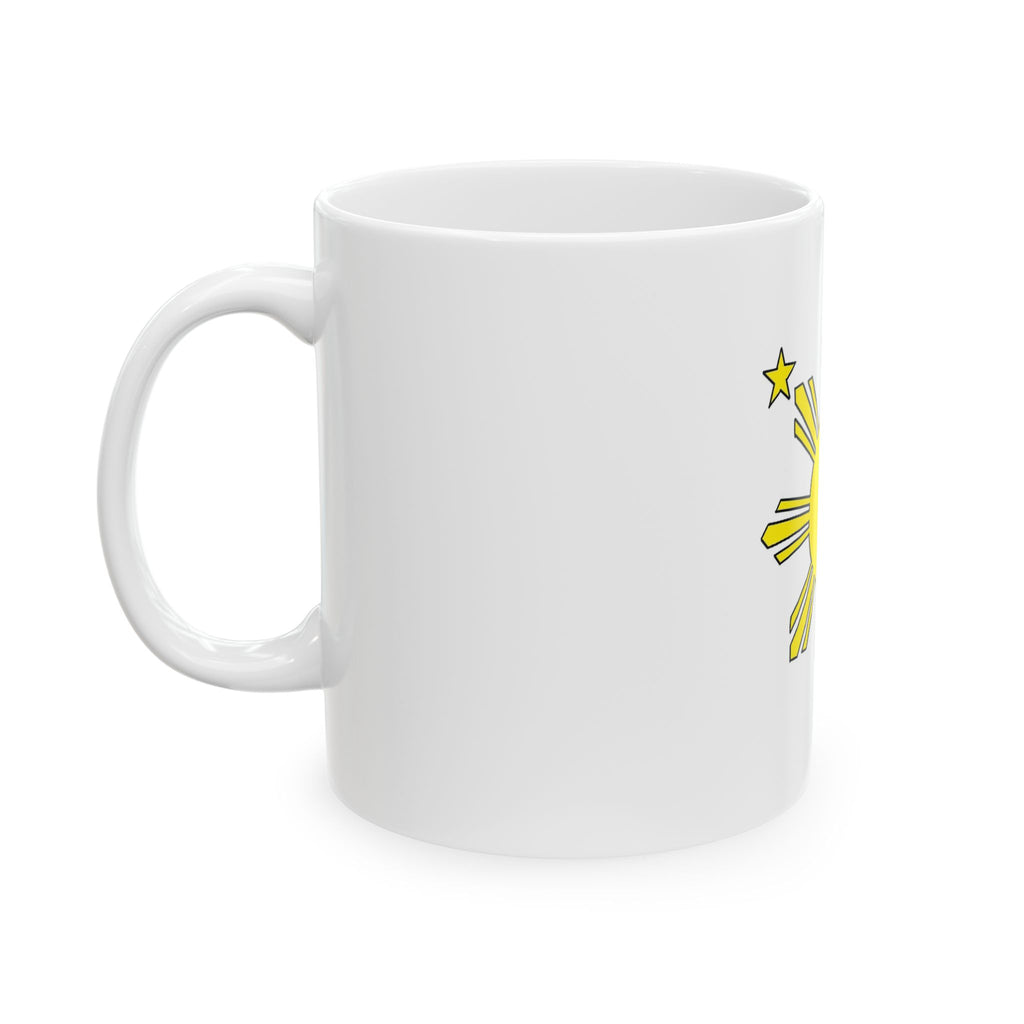 Philippine Sun Flag Ceramic Mug – Yellow Sun & Stars Coffee Cup (11oz, 15oz)